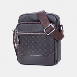 Heren Echt Leer Geweven Waterdichte Multifunctionele Multi-layer Crossbody Tas Schoudertas