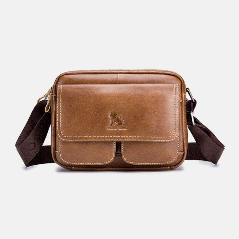 Heren Echt Leer Grote Capaciteit Multi-pocket Anti-diefstal Vintage Crossbody Tas Koeienhuid Schoudertas