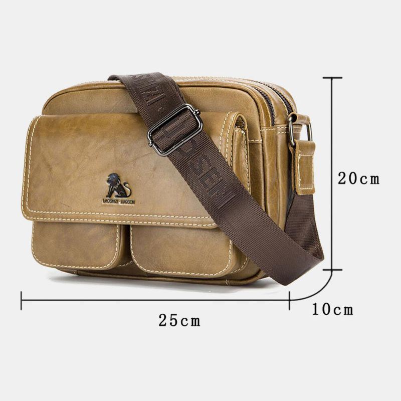 Heren Echt Leer Grote Capaciteit Multi-pocket Anti-diefstal Vintage Crossbody Tas Koeienhuid Schoudertas