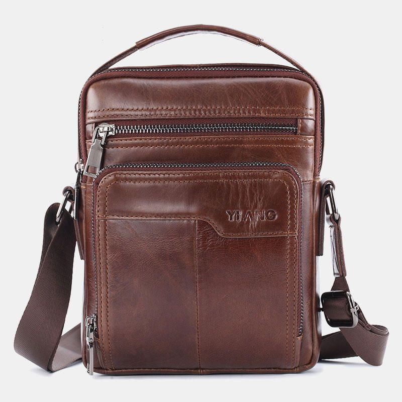 Heren Echt Leer Grote Capaciteit Schouder Baq Crossbody Tas: