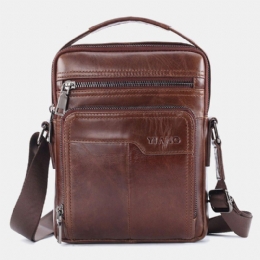 Heren Echt Leer Grote Capaciteit Schouder Baq Crossbody Tas: