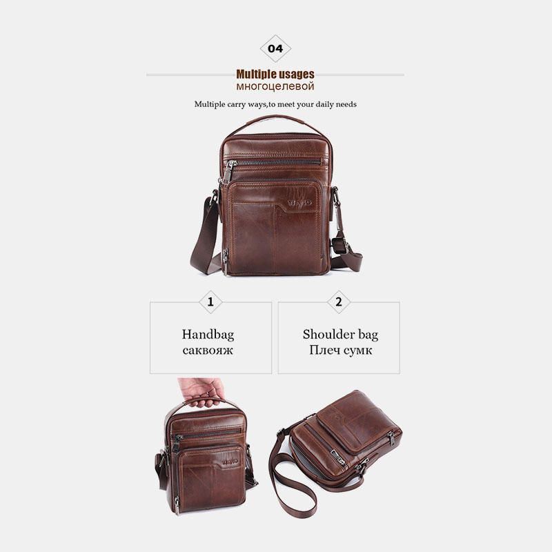 Heren Echt Leer Grote Capaciteit Schouder Baq Crossbody Tas: