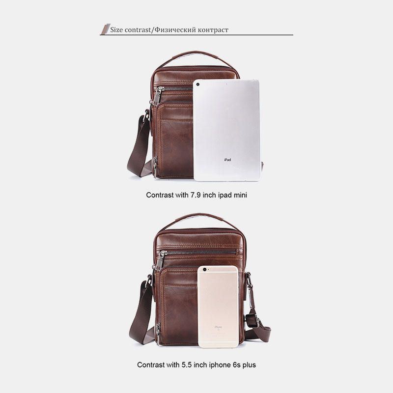 Heren Echt Leer Grote Capaciteit Schouder Baq Crossbody Tas: