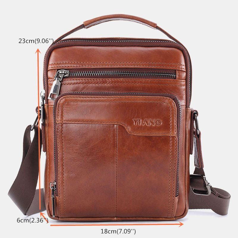 Heren Echt Leer Grote Capaciteit Schouder Baq Crossbody Tas: