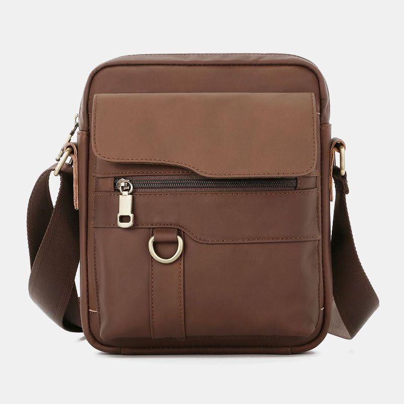 Heren Echt Leer Grote Capaciteit Vintage Casual 6.5 Inch Telefoon Tas Crossbody Schoudertas Messenger Aktetas