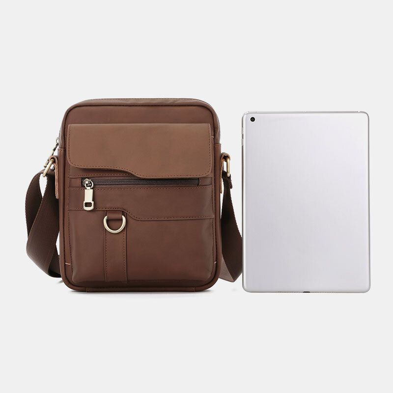 Heren Echt Leer Grote Capaciteit Vintage Casual 6.5 Inch Telefoon Tas Crossbody Schoudertas Messenger Aktetas