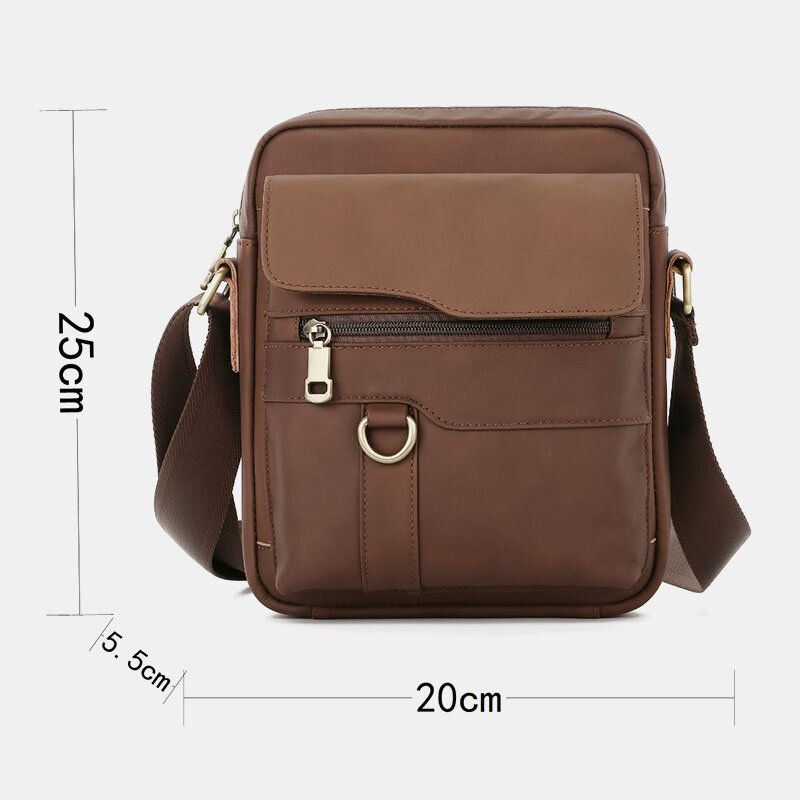 Heren Echt Leer Grote Capaciteit Vintage Casual 6.5 Inch Telefoon Tas Crossbody Schoudertas Messenger Aktetas