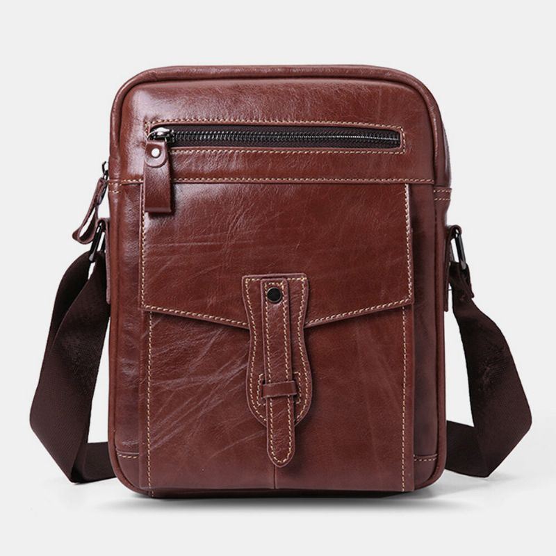 Heren Echt Leer Grote Capaciteit Vintage Zakelijke Crossbody Tas Schoudertas