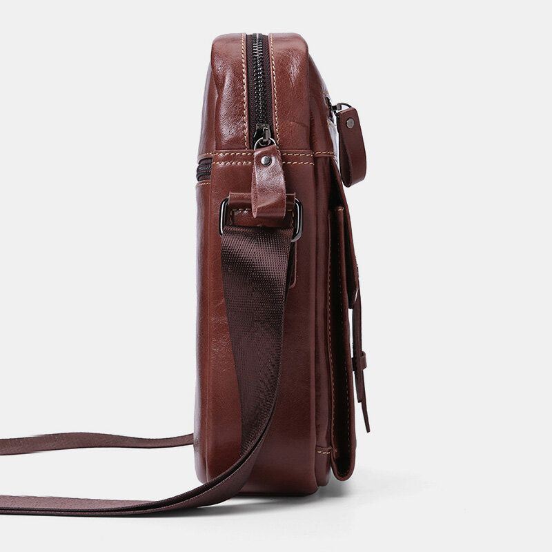 Heren Echt Leer Grote Capaciteit Vintage Zakelijke Crossbody Tas Schoudertas