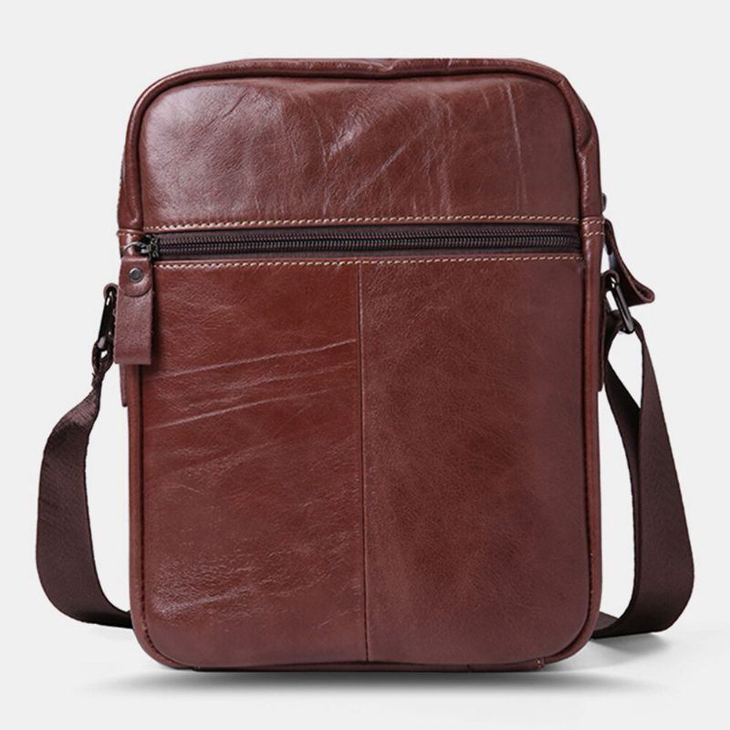 Heren Echt Leer Grote Capaciteit Vintage Zakelijke Crossbody Tas Schoudertas