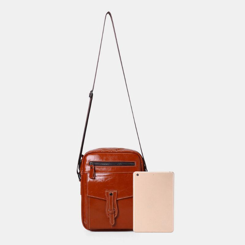 Heren Echt Leer Grote Capaciteit Vintage Zakelijke Crossbody Tas Schoudertas