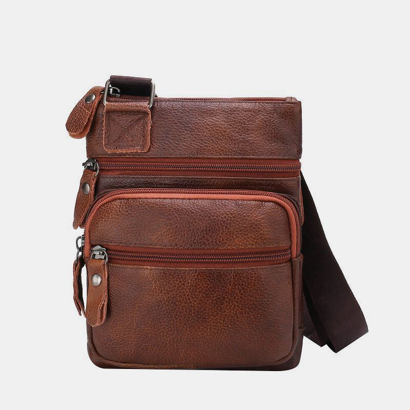 Heren Echt Leer Grote Capaciteit Waterdichte Slijtvaste Crossbody Tas