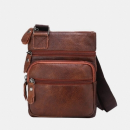 Heren Echt Leer Grote Capaciteit Waterdichte Slijtvaste Crossbody Tas