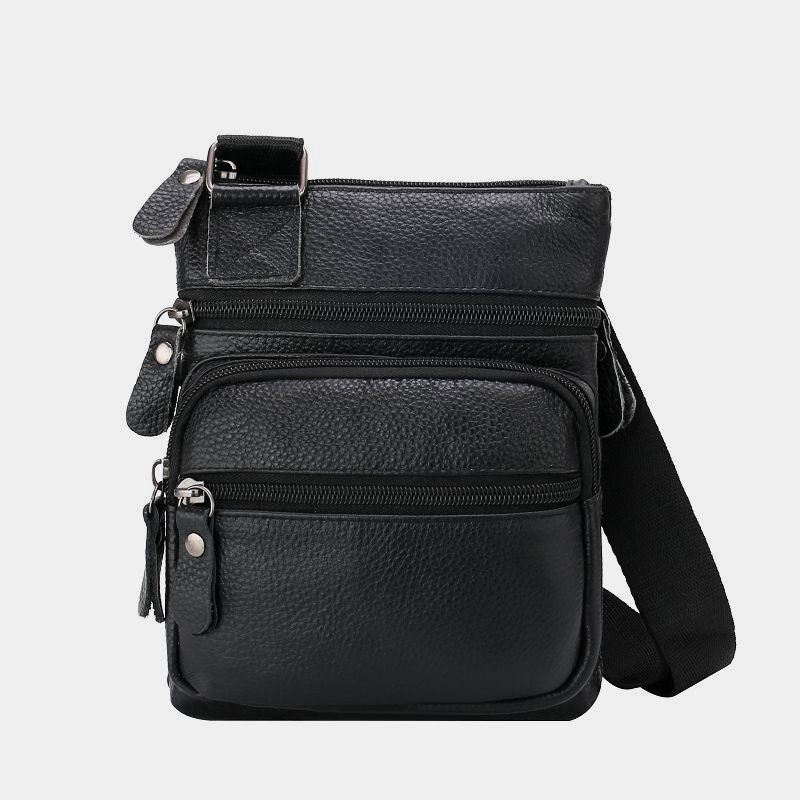 Heren Echt Leer Grote Capaciteit Waterdichte Slijtvaste Crossbody Tas