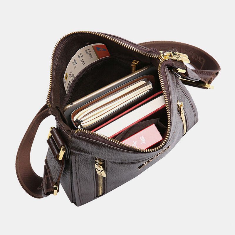 Heren Echt Leer Koe Lederen Anti-diefstal Crossbody Tas Schoudertas