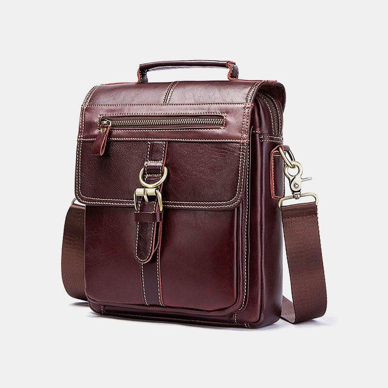 Heren Echt Leer Koeienhuid Retro Multi-zakken Multi-lagen Crossbody Tas