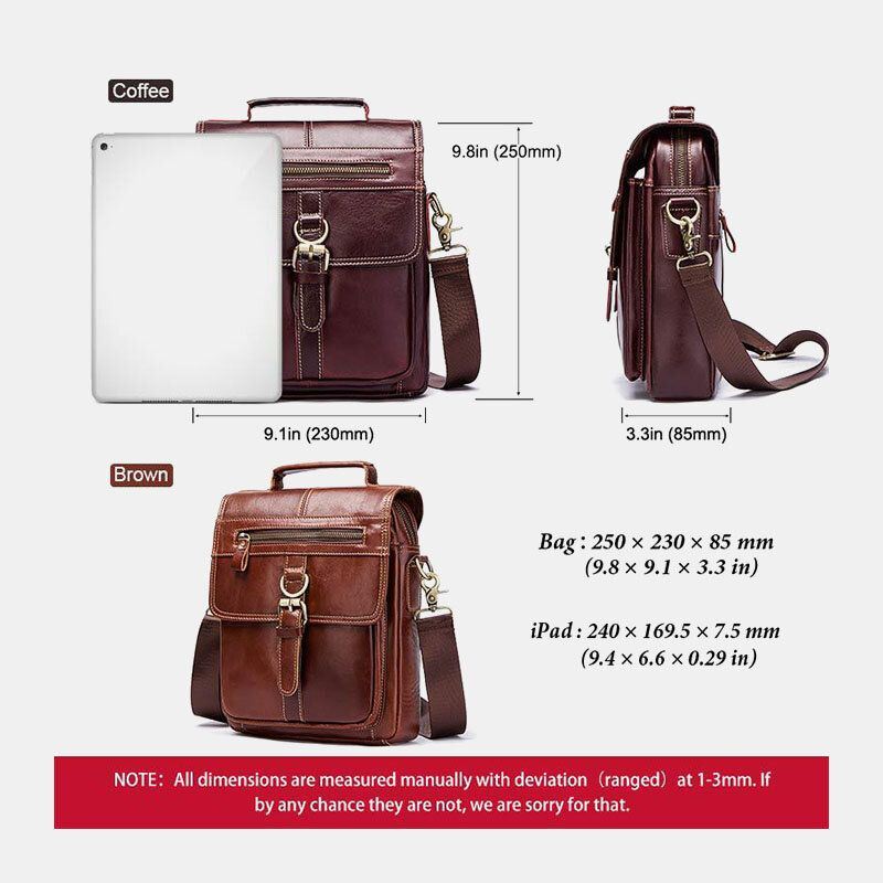 Heren Echt Leer Koeienhuid Retro Multi-zakken Multi-lagen Crossbody Tas