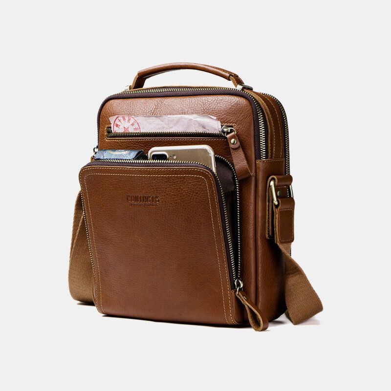 Heren Echt Leer Mode Schoudertas Crossbody Tas Zakelijke Tas