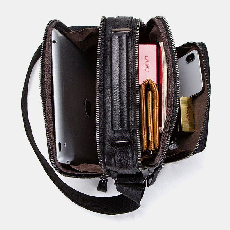 Heren Echt Leer Mode Schoudertas Crossbody Tas Zakelijke Tas