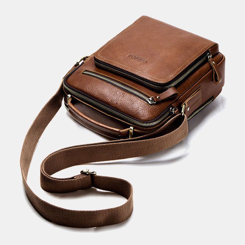 Heren Echt Leer Mode Schoudertas Crossbody Tas Zakelijke Tas