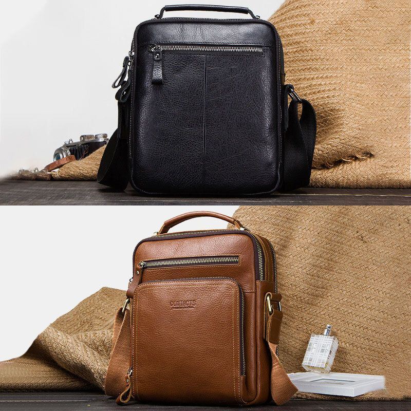 Heren Echt Leer Mode Schoudertas Crossbody Tas Zakelijke Tas