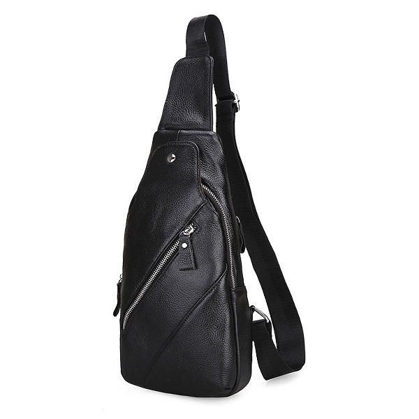 Heren Echt Leer Mode Toevallige Borst Pack Dagrugzak Sling Bag Schoudertas