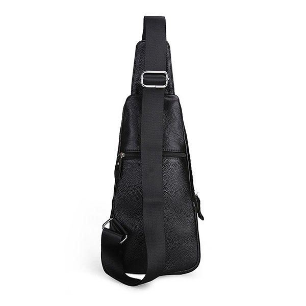 Heren Echt Leer Mode Toevallige Borst Pack Dagrugzak Sling Bag Schoudertas