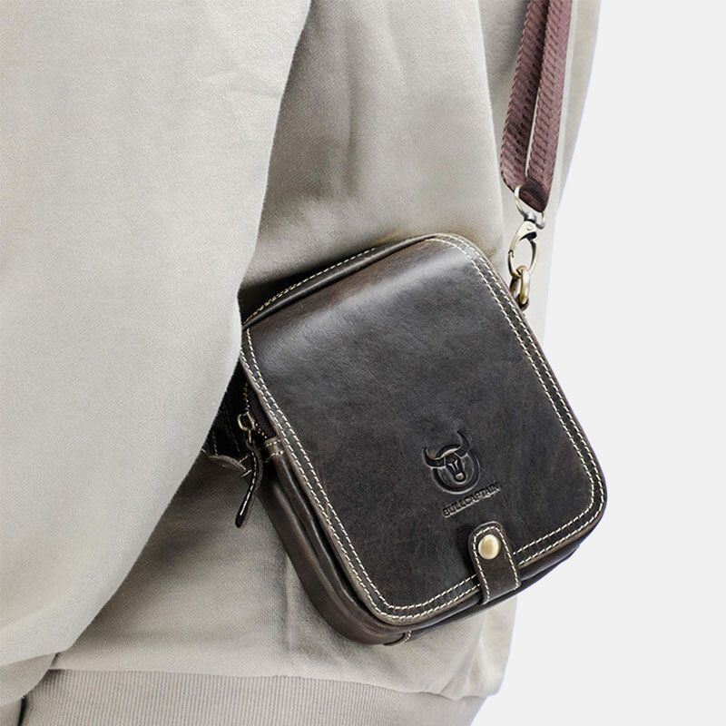 Heren Echt Leer Multi-lagen Casual Crossbody Tas Schoudertas