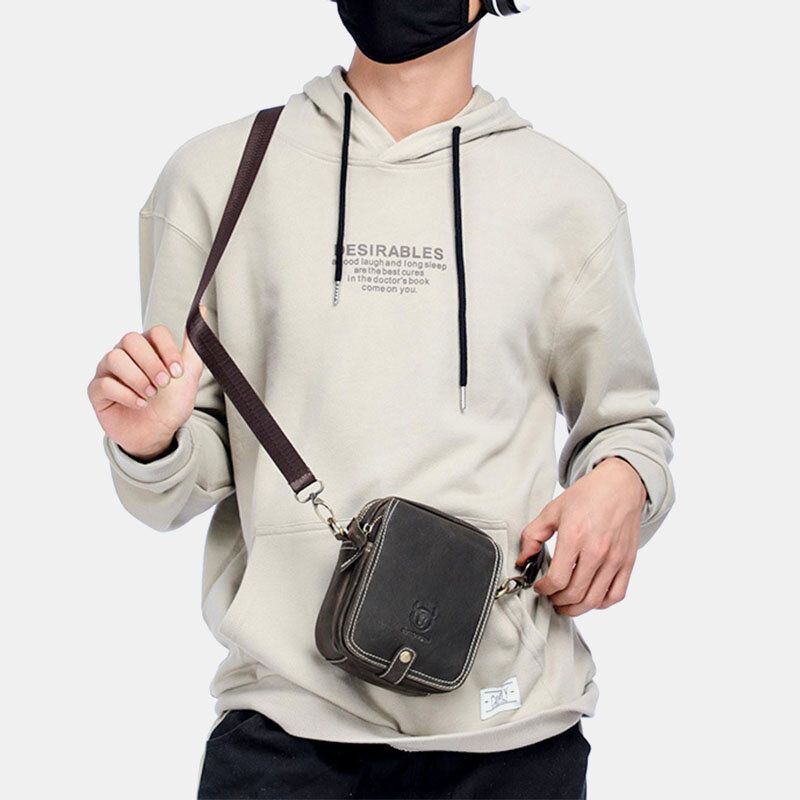 Heren Echt Leer Multi-lagen Casual Crossbody Tas Schoudertas