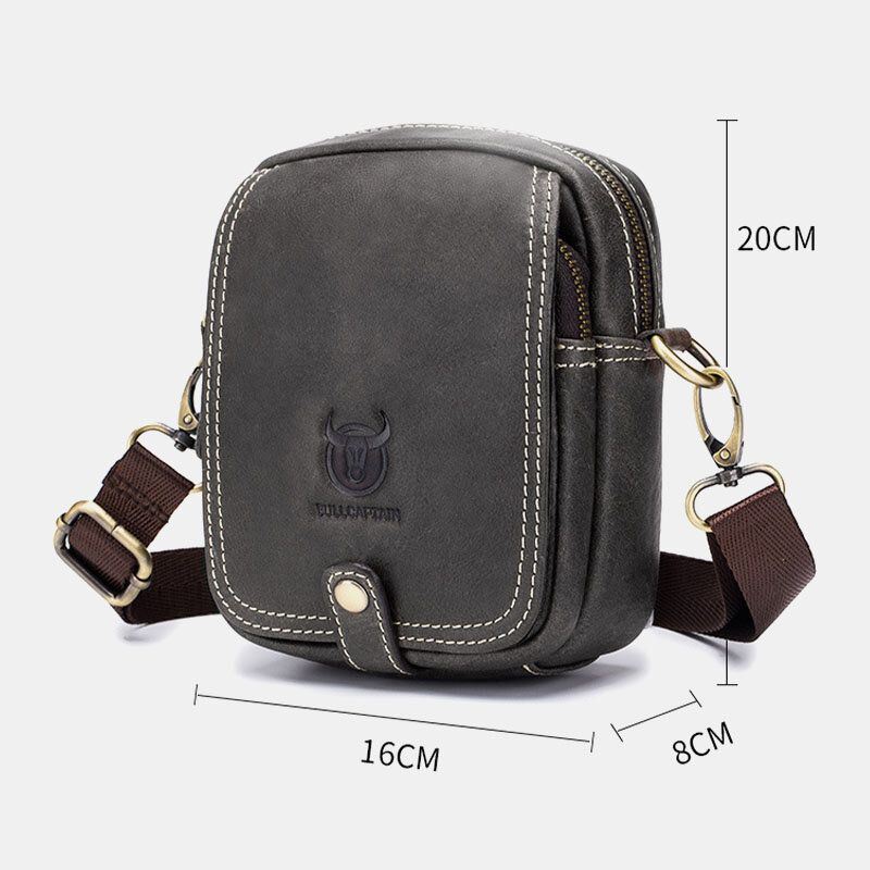 Heren Echt Leer Multi-lagen Casual Crossbody Tas Schoudertas