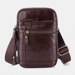 Heren Echt Leer Multi-layer Crossbody Tas Taille Riem Tas Schoudertas Telefoon Tas