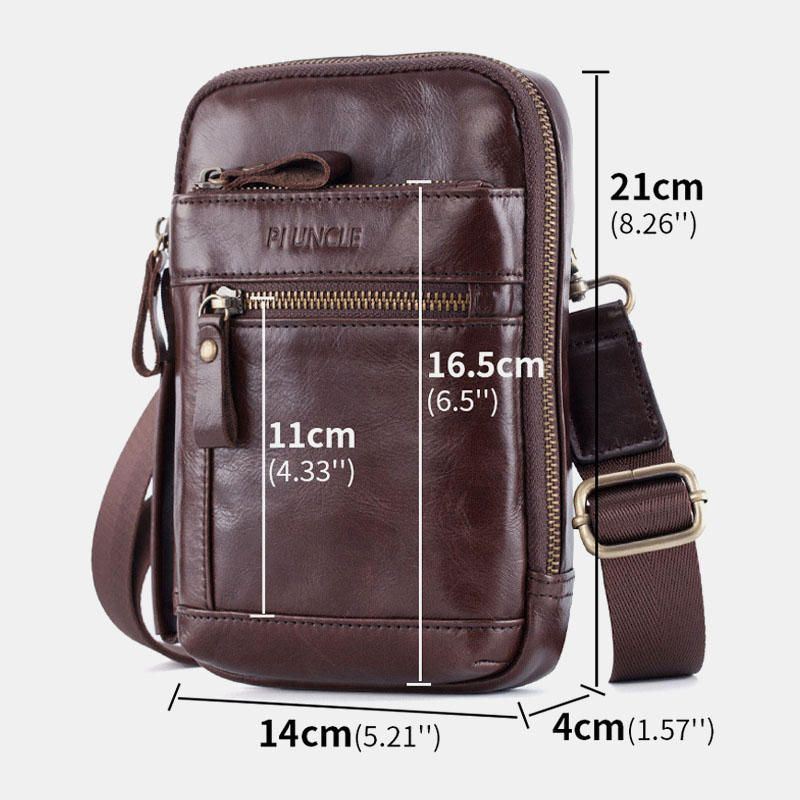 Heren Echt Leer Multi-layer Crossbody Tas Taille Riem Tas Schoudertas Telefoon Tas