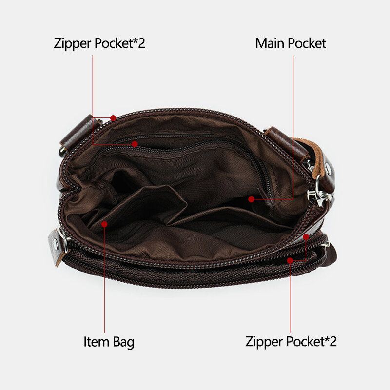 Heren Echt Leer Multi-pocket Casual Business 6.3inch Telefoon Tas Crossbody Tassen Eerste Laag Koeienhuid Schoudertas