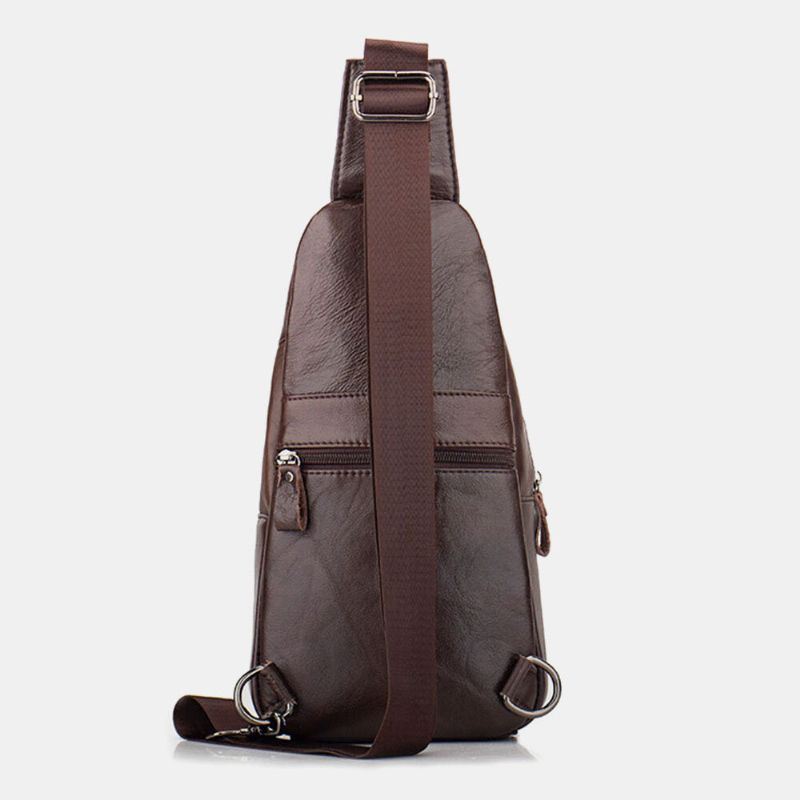 Heren Echt Leer Multi-pocket Grote Capaciteit Vintage Eerste Laag Koeienhuid Crossbody Tassen Schoudertas Borst Tas