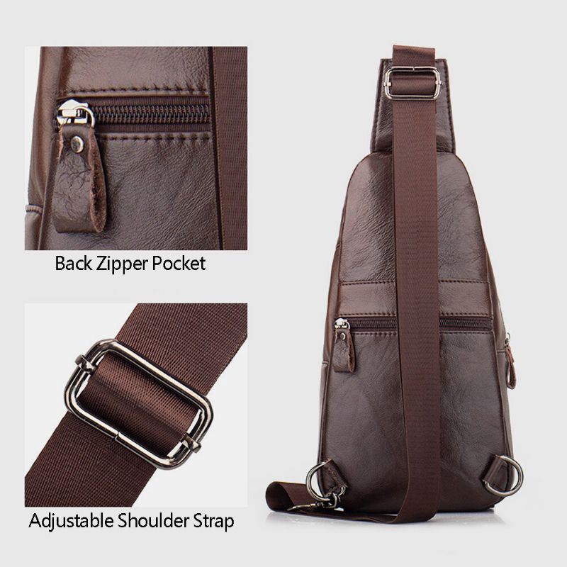 Heren Echt Leer Multi-pocket Grote Capaciteit Vintage Eerste Laag Koeienhuid Crossbody Tassen Schoudertas Borst Tas