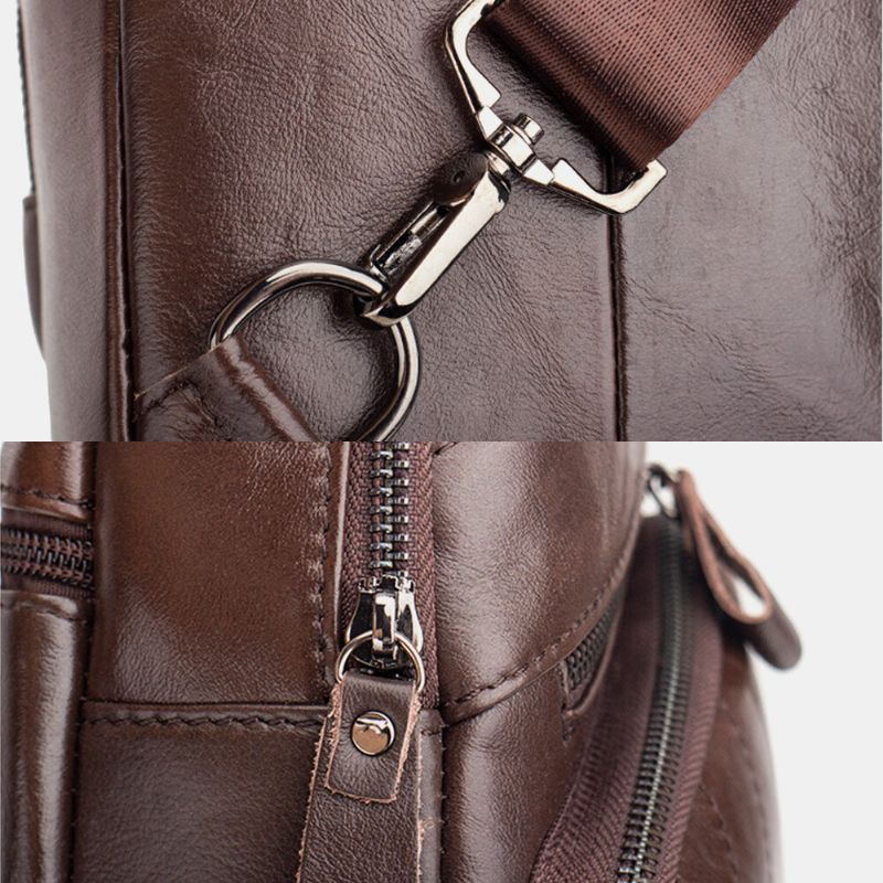 Heren Echt Leer Multi-pocket Grote Capaciteit Vintage Eerste Laag Koeienhuid Crossbody Tassen Schoudertas Borst Tas