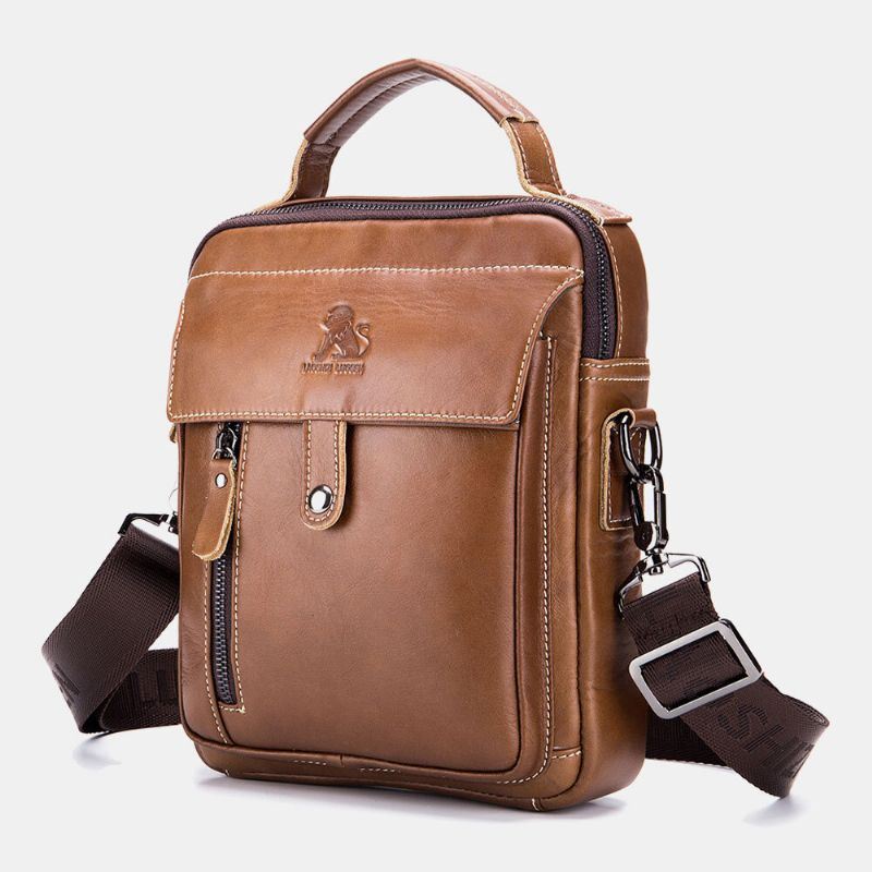 Heren Echt Leer Multi-pocket Waterdichte Vintage Handtas Crossbody Tas Schoudertas