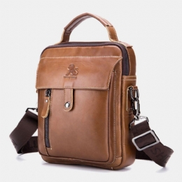 Heren Echt Leer Multi-pocket Waterdichte Vintage Handtas Crossbody Tas Schoudertas