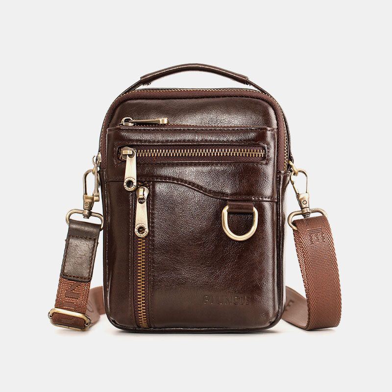 Heren Echt Leer Multifunctioneel Multi-carry 4 Kaartsleuven Crossbody Tas Heuptas