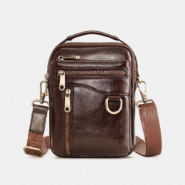 Heren Echt Leer Multifunctioneel Multi-carry 4 Kaartsleuven Crossbody Tas Heuptas