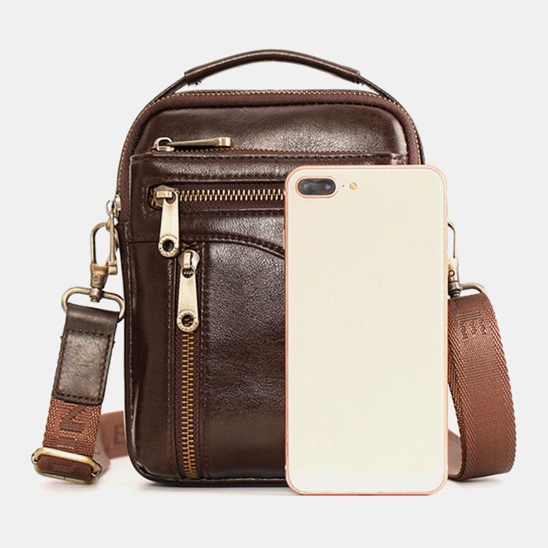 Heren Echt Leer Multifunctioneel Multi-carry 4 Kaartsleuven Crossbody Tas Heuptas