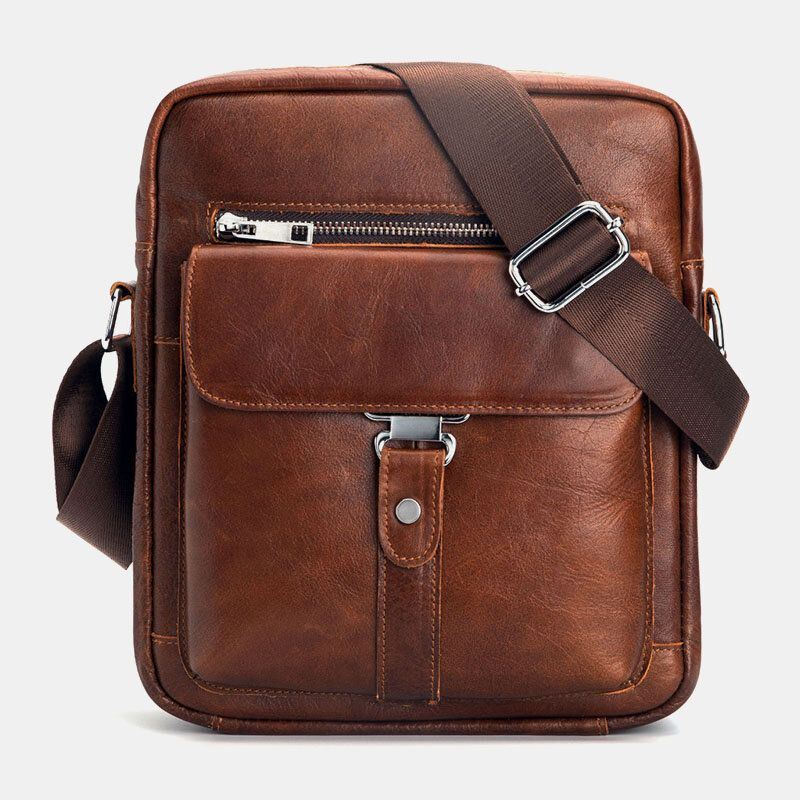 Heren Echt Leer Multifunctionele Anti-diefstal Slijtvaste Vintage Zakelijke Crossbody Tas Schoudertas