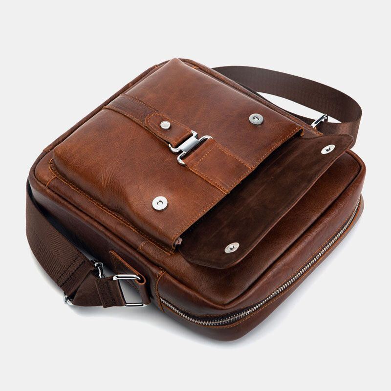 Heren Echt Leer Multifunctionele Anti-diefstal Slijtvaste Vintage Zakelijke Crossbody Tas Schoudertas