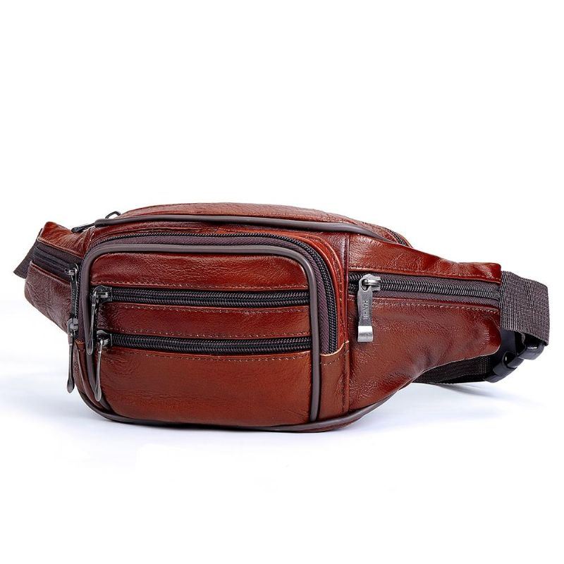 Heren Echt Leer Multifunctionele Grote Capaciteit Heuptas Borsttas Crossbody Tas