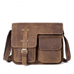 Heren Echt Leer Multifunctionele Minimalistische Retro Schouder Crossbody Tas