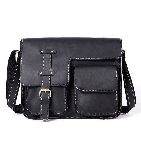 Heren Echt Leer Multifunctionele Minimalistische Retro Schouder Crossbody Tas