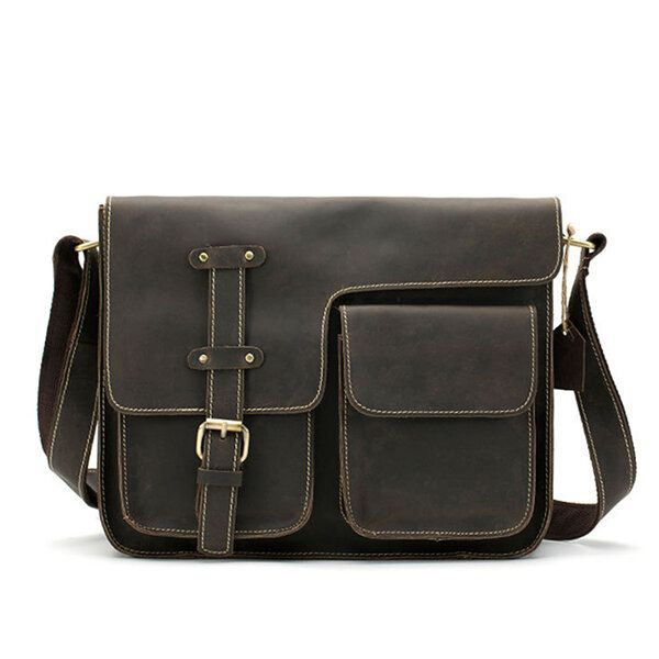 Heren Echt Leer Multifunctionele Minimalistische Retro Schouder Crossbody Tas