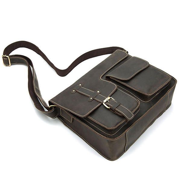 Heren Echt Leer Multifunctionele Minimalistische Retro Schouder Crossbody Tas