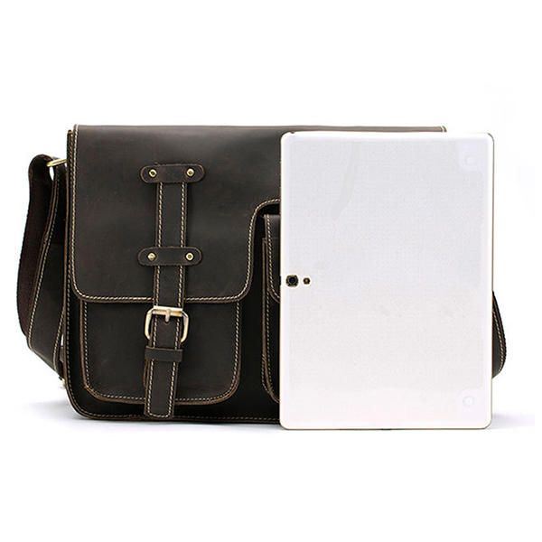 Heren Echt Leer Multifunctionele Minimalistische Retro Schouder Crossbody Tas