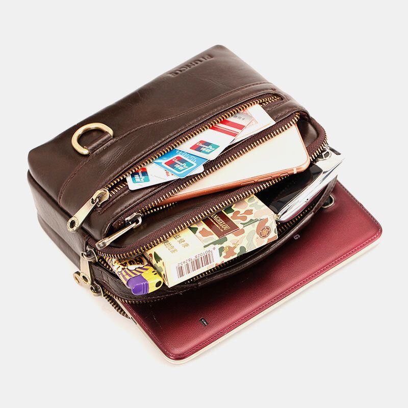 Heren Echt Leer Multifunctionele Multi-carry 6.5 Inch Telefoon Tas Crossbody Tas Heuptas